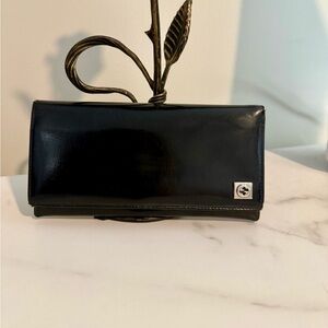 AUTHENTIC Gucci Black Patent Leather Flap Long Wallet- GUC